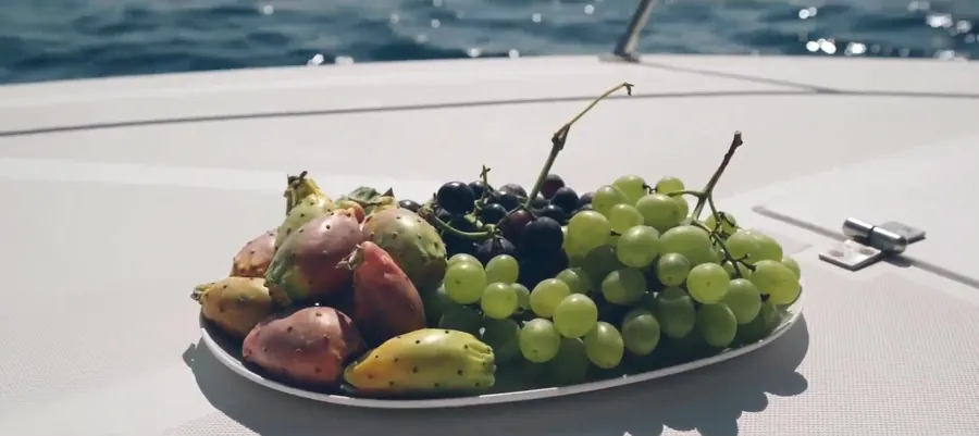 Frame 6 from the video: the Campania coast seen from the boat